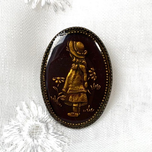 Vintage gold blumen brosche - vintage,