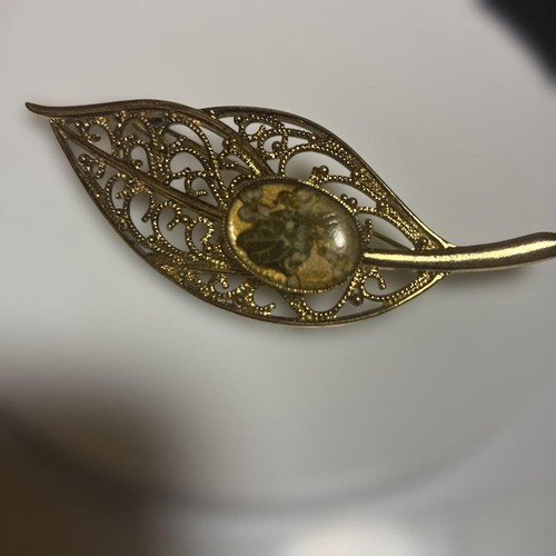 Vintage blatt brosche filigran - blatt,