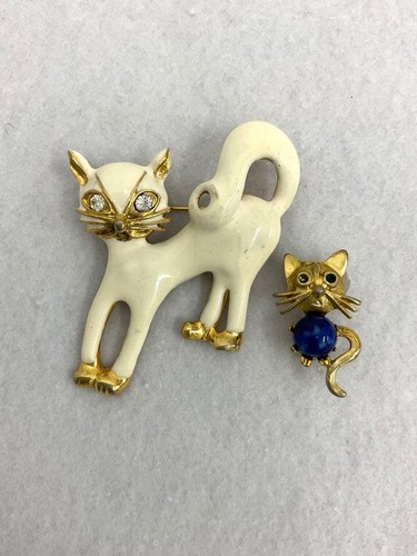 Vintage katze brosche antik - katze,