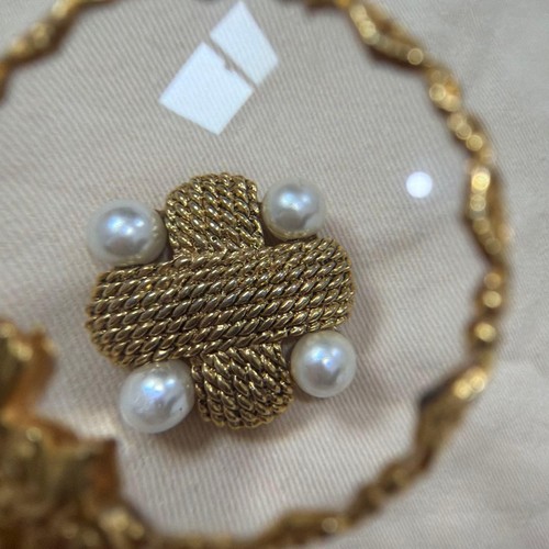 Vintage gold perlen - perlen, brosche