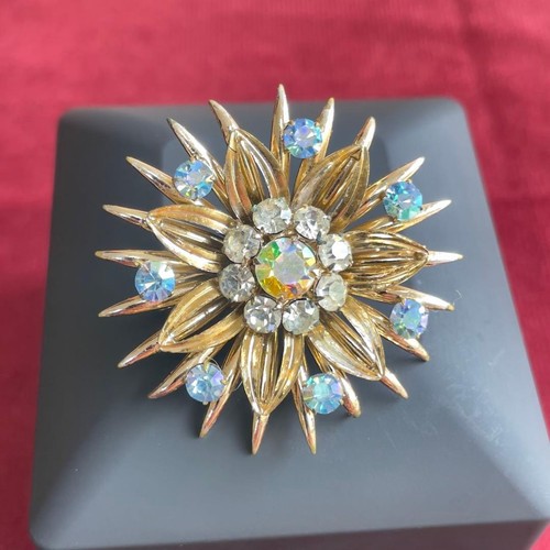 Vintage gold blumen brosche - vintage,
